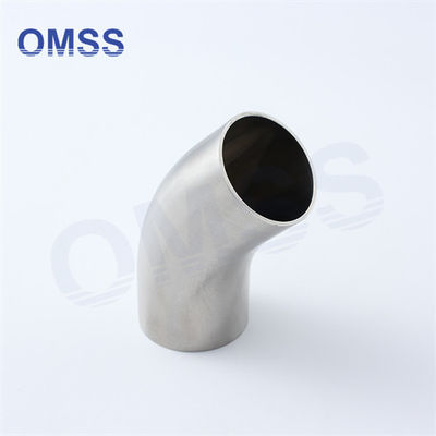 1 1/2 &quot; 45 grados de soldadura larga de extremo codo sanitario de acero inoxidable